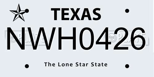 NWH0426 Texas License Plate