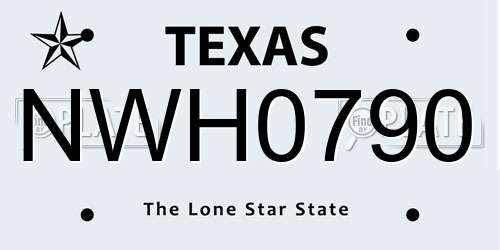 NWH0790 Texas License Plate