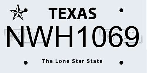 NWH1069 Texas License Plate