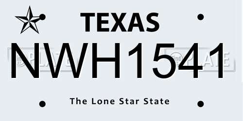 NWH1541 Texas License Plate