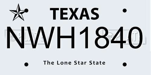 NWH1840 Texas License Plate