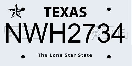 NWH2734 Texas License Plate