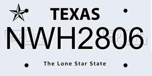 NWH2806 Texas License Plate