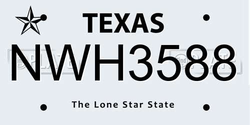 NWH3588 Texas License Plate