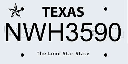 NWH3590 Texas License Plate
