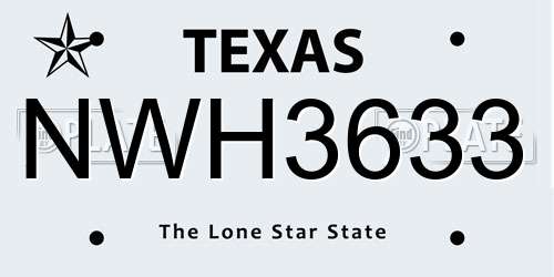 NWH3633 Texas License Plate