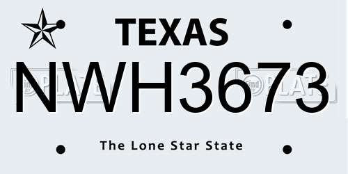 NWH3673 Texas License Plate