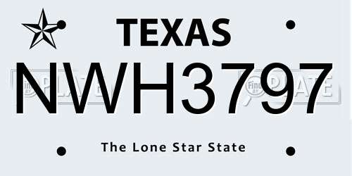 NWH3797 Texas License Plate