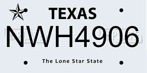 NWH4906 Texas License Plate