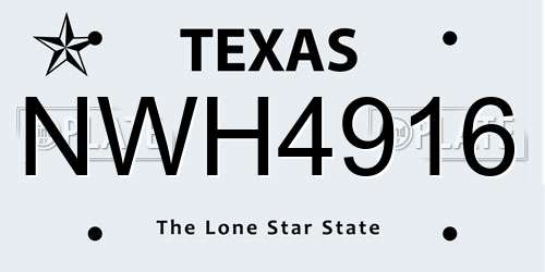 NWH4916 Texas License Plate