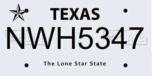 NWH5347 Texas License Plate