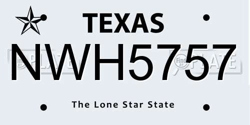 NWH5757 Texas License Plate