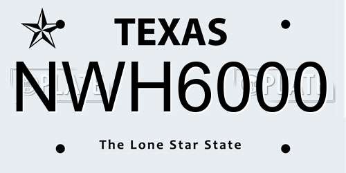 NWH6000 Texas License Plate