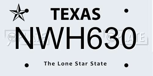 NWH630 Texas License Plate