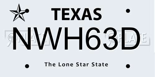 NWH63D Texas License Plate