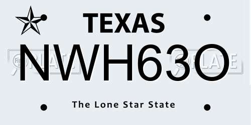 NWH63O Texas License Plate