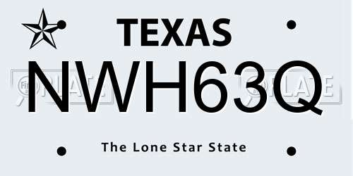 NWH63Q Texas License Plate