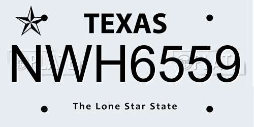 NWH6559 Texas License Plate