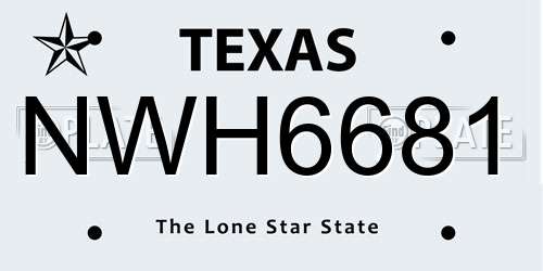 NWH6681 Texas License Plate