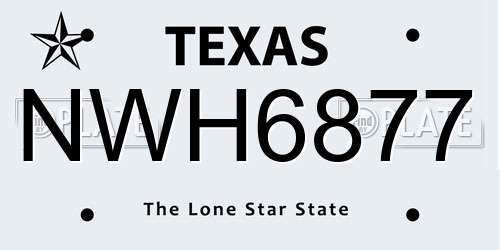 NWH6877 Texas License Plate