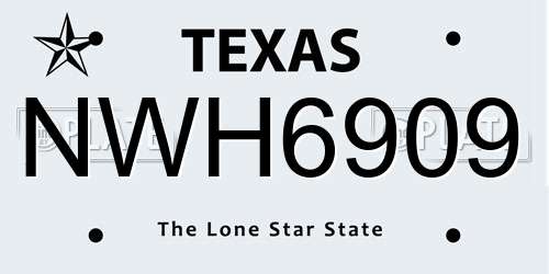 NWH6909 Texas License Plate