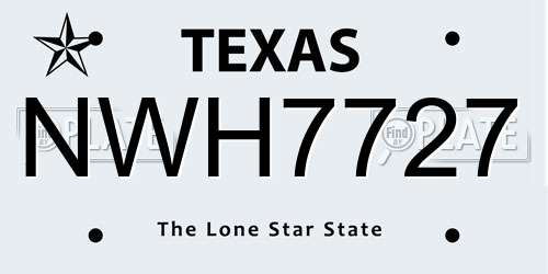 NWH7727 Texas License Plate