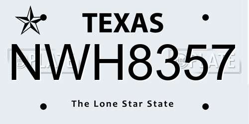 NWH8357 Texas License Plate