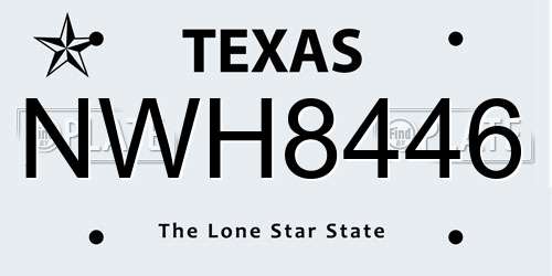 NWH8446 Texas License Plate