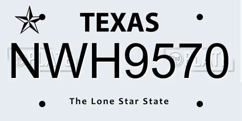 NWH9570 Texas License Plate