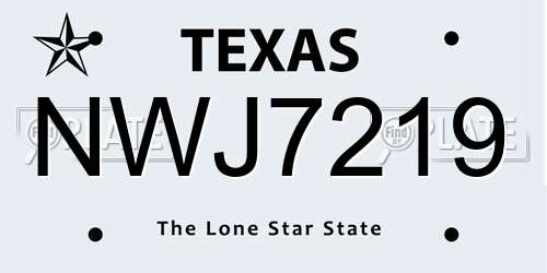 NWJ7219 Texas License Plate