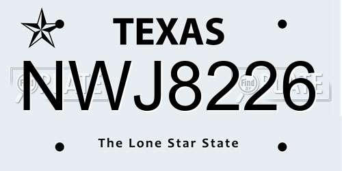 NWJ8226 Texas License Plate