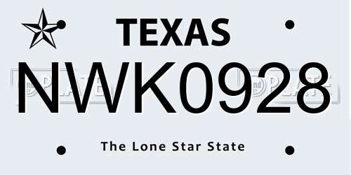 NWK0928 Texas License Plate