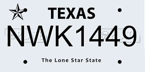 NWK1449 Texas License Plate