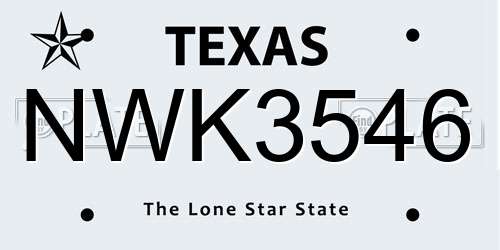 NWK3546 Texas License Plate