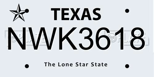 NWK3618 Texas License Plate