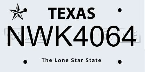 NWK4064 Texas License Plate