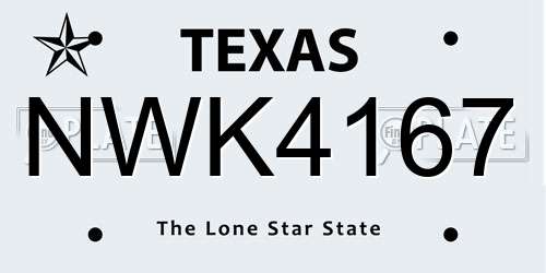 NWK4167 Texas License Plate