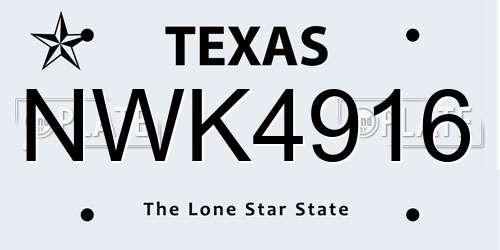 NWK4916 Texas License Plate