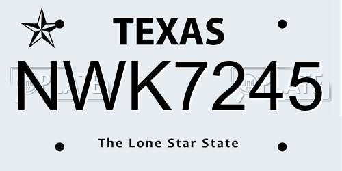 NWK7245 Texas License Plate