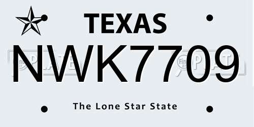 NWK7709 Texas License Plate