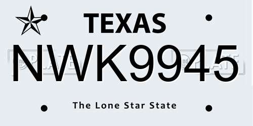 NWK9945 Texas License Plate