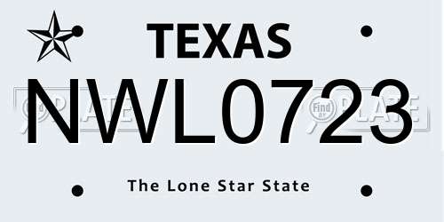 NWL0723 Texas License Plate