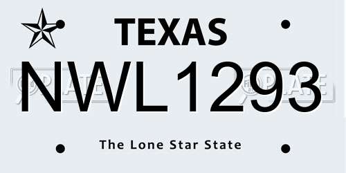 NWL1293 Texas License Plate