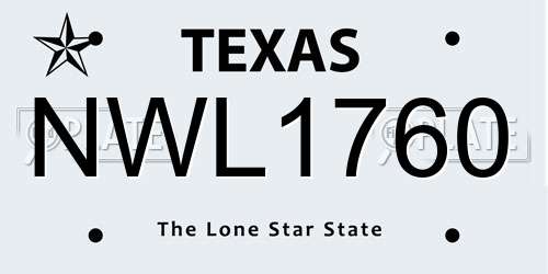NWL1760 Texas License Plate
