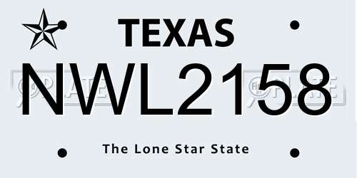 NWL2158 Texas License Plate