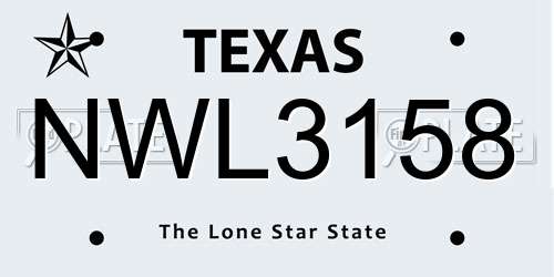 NWL3158 Texas License Plate