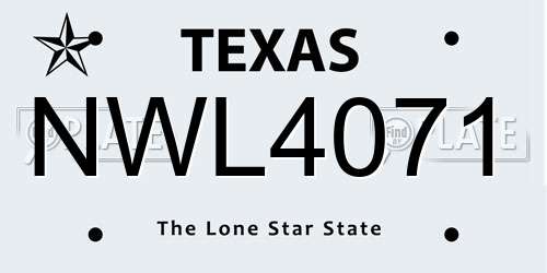 NWL4071 Texas License Plate