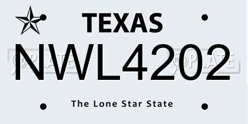NWL4202 Texas License Plate