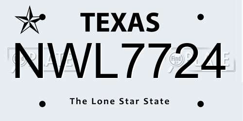 NWL7724 Texas License Plate