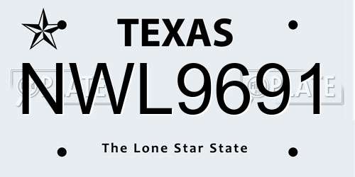 NWL9691 Texas License Plate